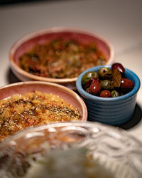 High angle view of food served in plate
