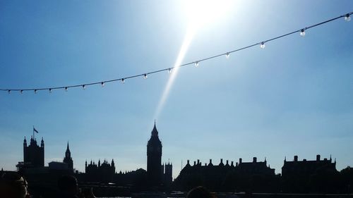 Silhouette buildings against blue sky