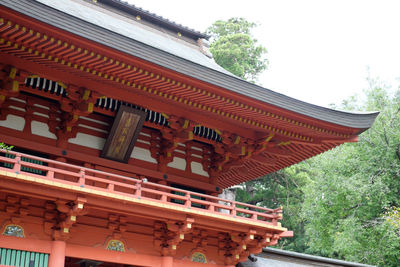 Low angle view of pagoda against sky