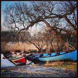 View of boats in river