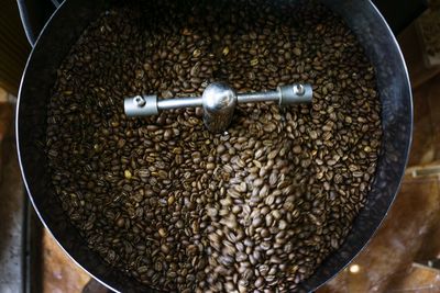 High angle view of coffee beans