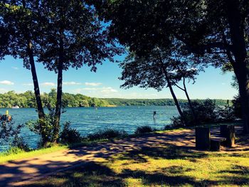 Scenic view of lake against sky