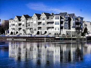 Reflection of buildings in water