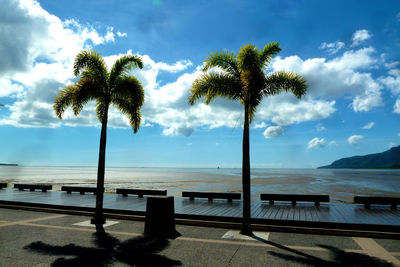 Scenic view of sea against cloudy sky