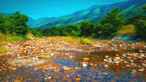 Scenic view of mountains against sky
