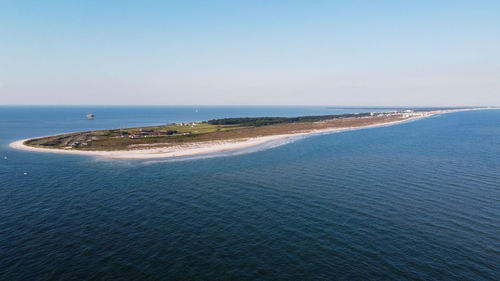 Drone image of fort morgan and gulf shores