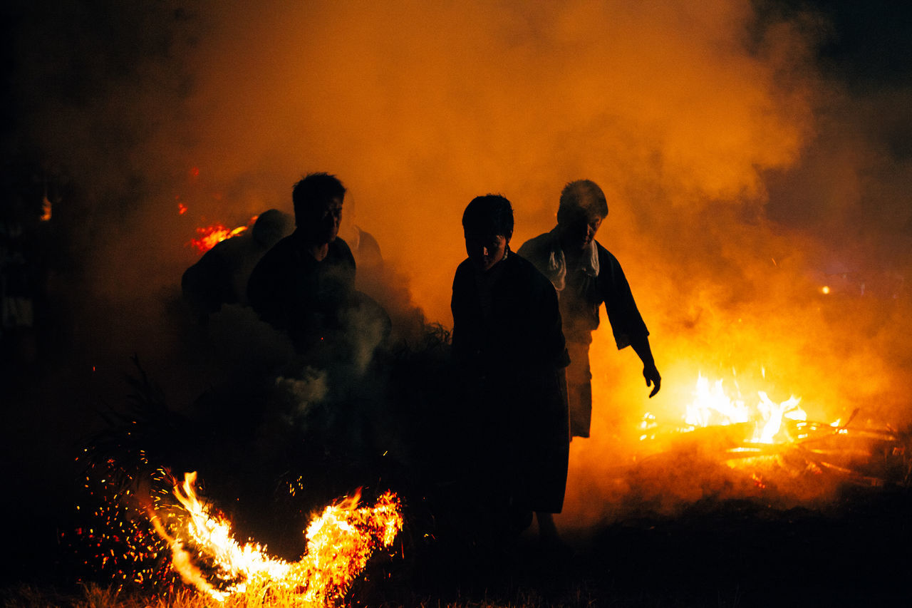 Bonfire Burning Canon EOS 5D Mark II Colour Of Life EyeEm Best Shots EyeEm Japan Fire From My Point Of View Heat - Temperature Japanese Culture Light And Shadow Medium Group Of People Night Nightphotography Orange Color Taking Photos The Week Of Eyeem Silhouette Overnight Success