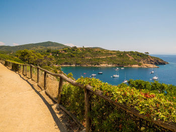 Scenic view of sea against clear sky