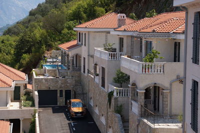 High angle view of residential buildings