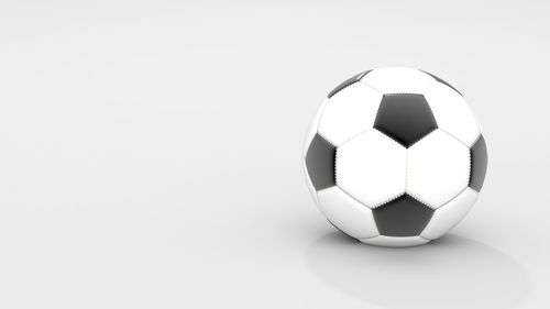 Close-up of soccer ball against white background