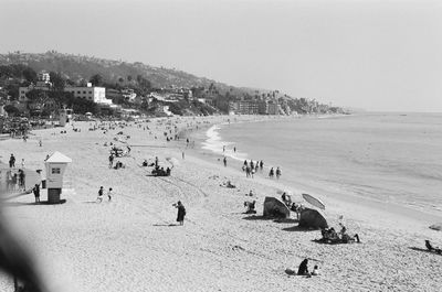 High angle view of people on beach