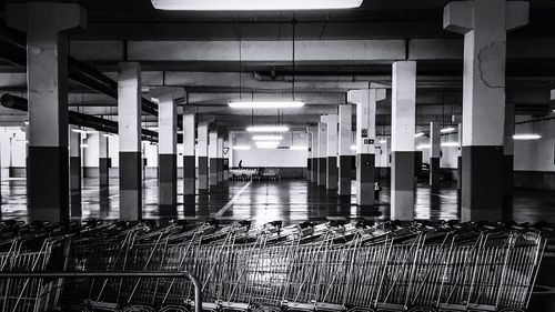 Interior of illuminated factory