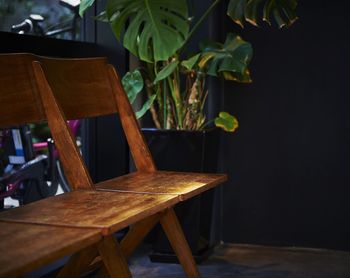Wooden chair on table