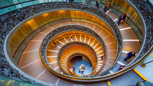 High angle view of spiral staircase