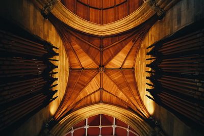 Low angle view of illuminated cathedral at night
