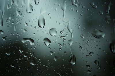 Close-up of water drops on glass