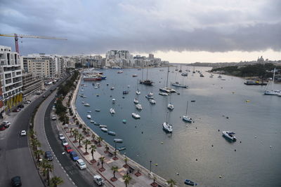 Aerial view of cityscape against sky