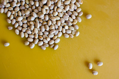 High angle view of eggs in container on table