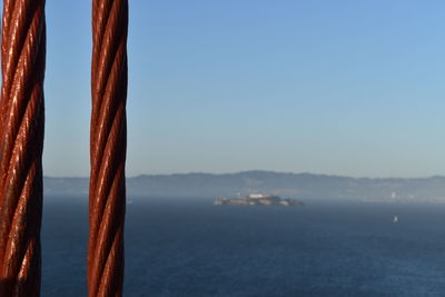 Close-up of sea against clear sky