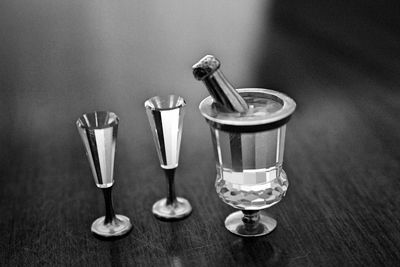 Close-up of wine in glass on table