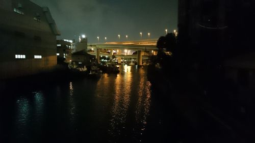 Illuminated buildings in city at night