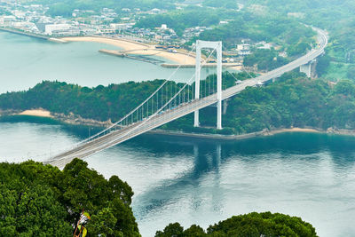 Bridge over ocean against sky