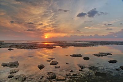 Scenic view of sea at sunset