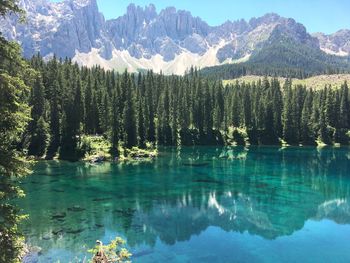 Scenic view of lake and mountains