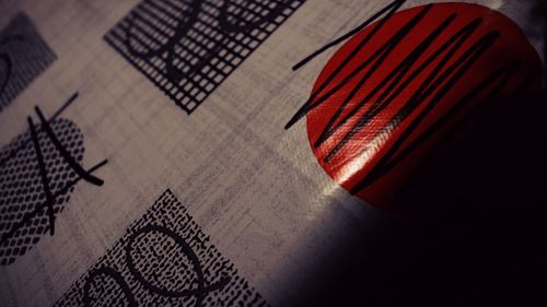 Close-up of red text