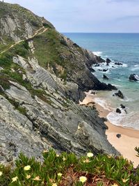 High angle view of beach against sky