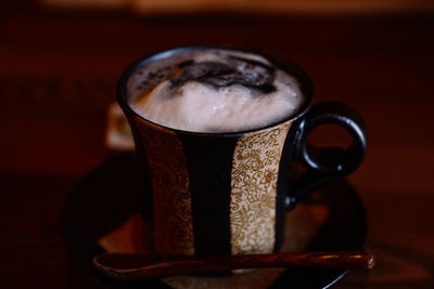 Close-up of coffee on table