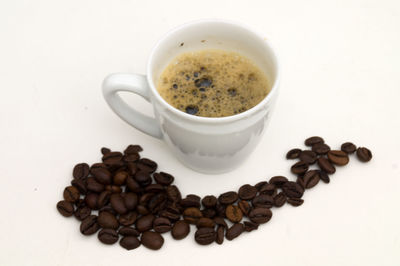 Close-up of coffee beans on table