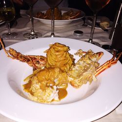 Close-up of meal served on table