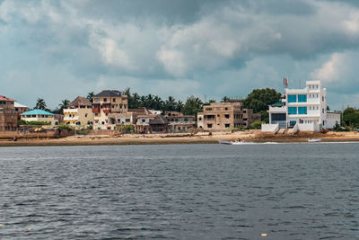 Shela beach waterfront in new town lamu, kenya, unesco world heritage site