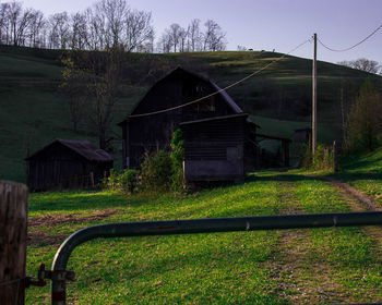 Built structure on grassy field