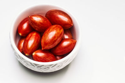 High angle view of fruits in bowl