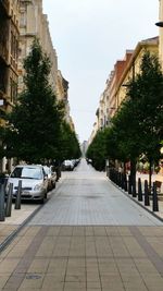 Road along buildings in city