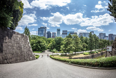 Road passing through city