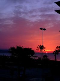 Silhouette palm trees against sky during sunset