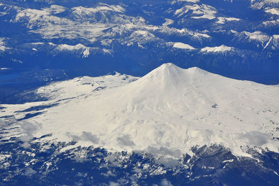 Scenic view of snow covered mountains