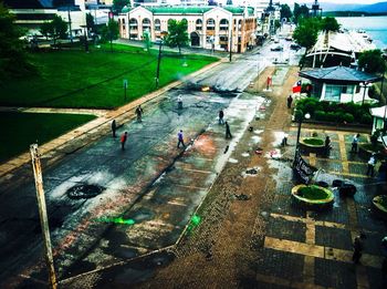 View of canal in city