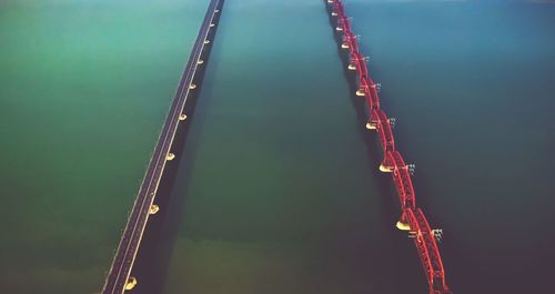 High angle view of bridge over sea