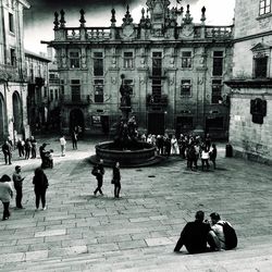 People in town square