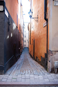 Narrow alley amidst buildings in city