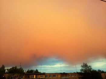 Low angle view of built structure against sky at sunset