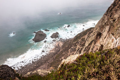 High angle view of beach