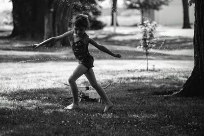 Girl running on field