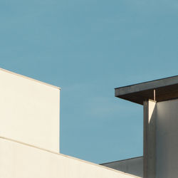 Low angle view of building against clear blue sky