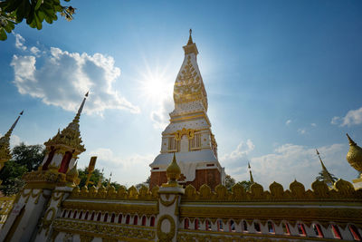 Low angle view of temple building against sky