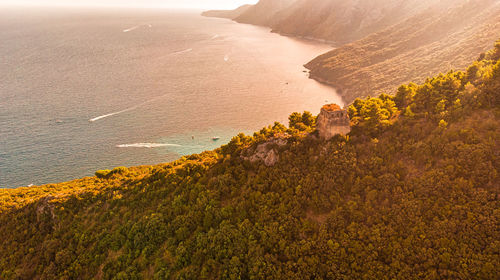 Scenic view of sea at goldenhour